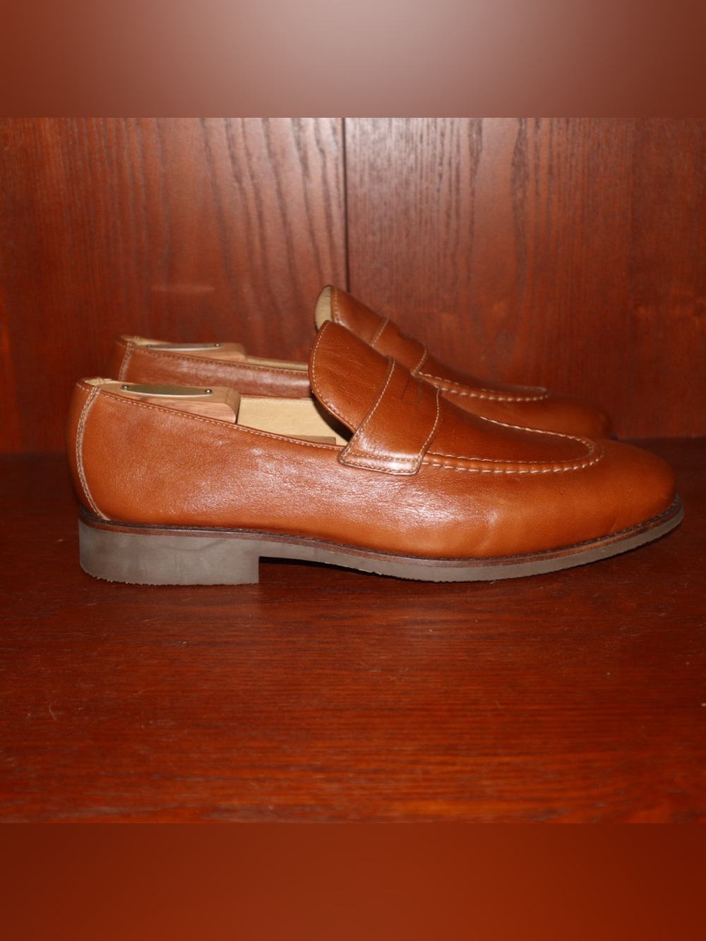 Peter Millar Men's Leather Penny Loafers in Tan Brown